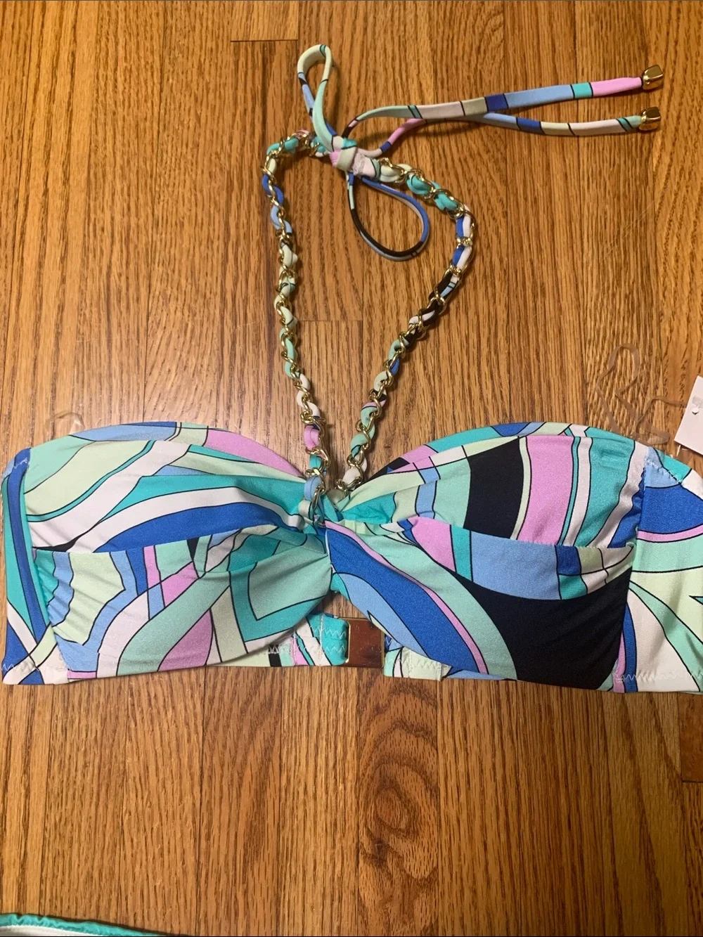 Sunshine 79 swimsuit - studio swirl strapless bandeau bikini set w chain strap